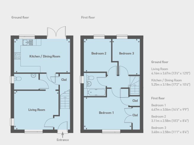 Floor plan, 3 bedroom house - artist's impression subject to change